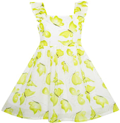 Girls Dress Cute Butterfly Flutter Sleeve Party Size 4-12 Years