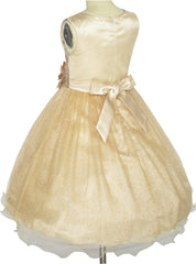 Flower Girls Dress Glitter Champagne Tulle Wedding Pageant Size 3-14 Years
