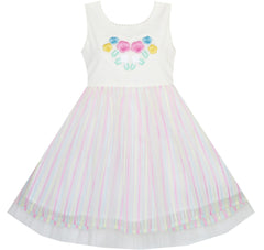 Flower Girls Dress Embroidered Sparkling White Princess Size 2-6 Years
