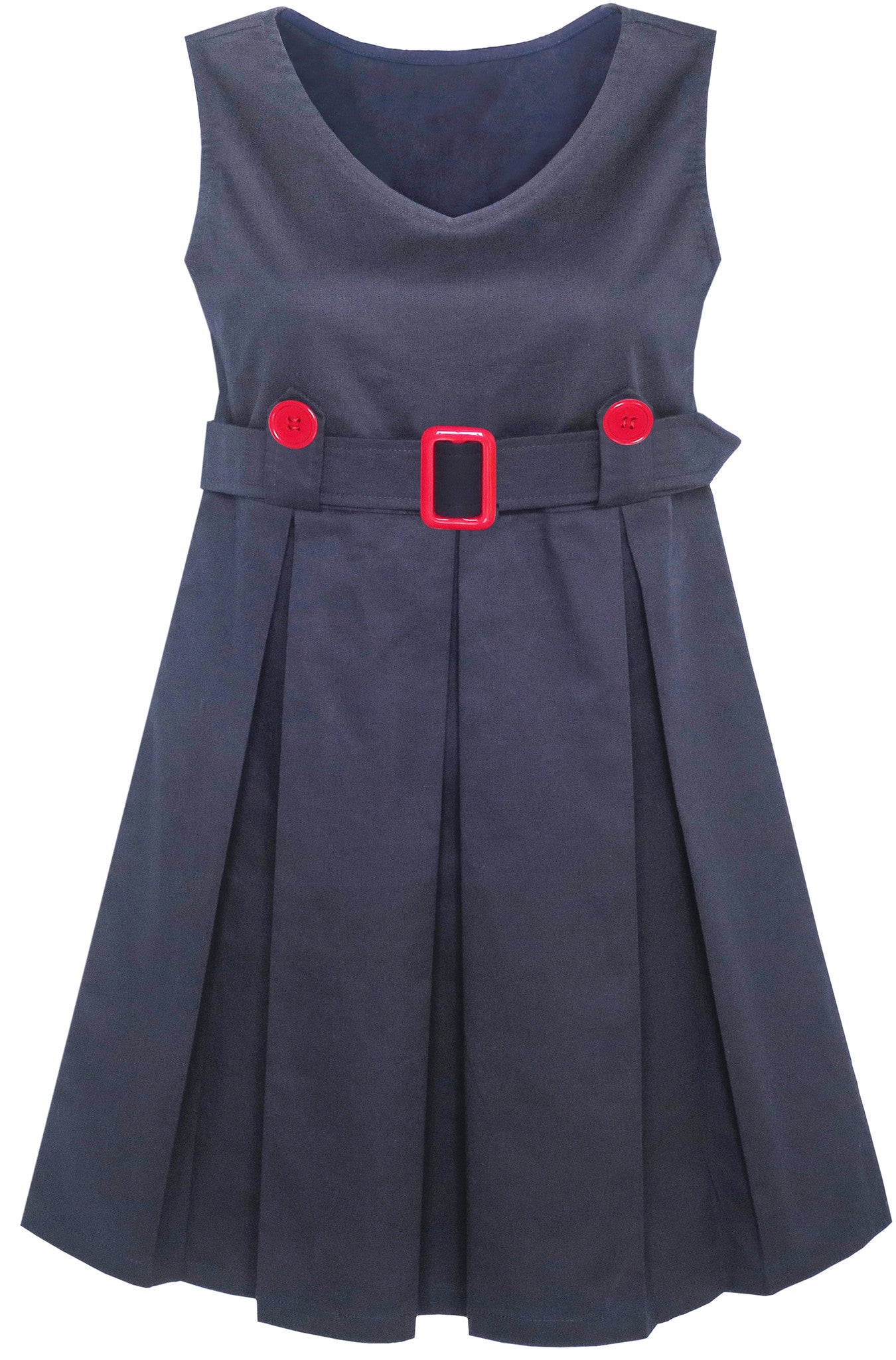 Girls Dress Navy Blue Back School Pleated Hem Size 6-14 Years