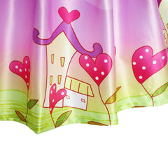 Girls Dress Purple Love Heart House Pleated Hem Party Wedding Size 7-14 Years