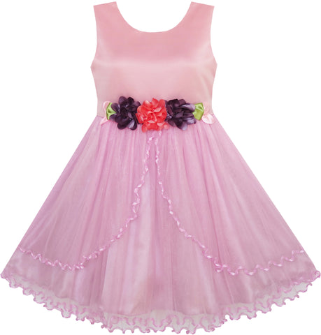 Flower Girl Dress Pageant Wedding Party Tulle Overlay Size 4-10 Years