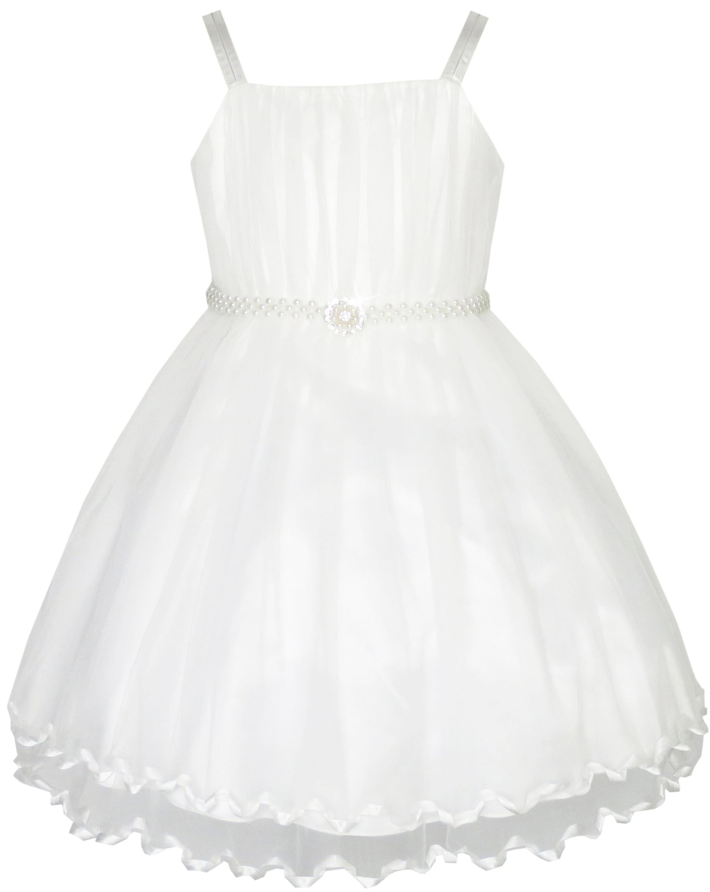 Flower Girls Dress Pearl Belt Pageant Wedding Party Size 3-14 Years