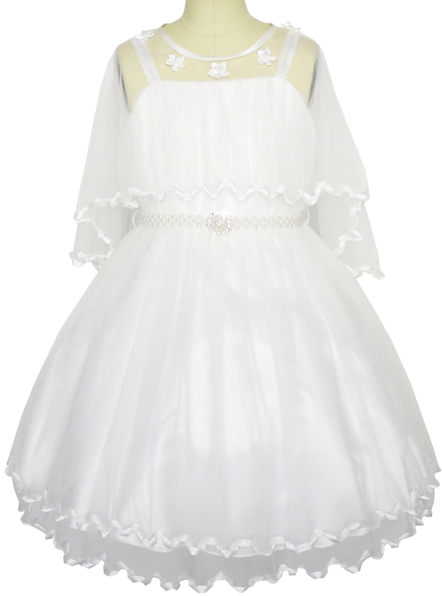Flower Girls Dress Pearl Belt Pageant Wedding Party Size 3-14 Years