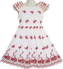 Girls Dress Maroon Embroidered Butterfly Dress Princess Pageant Size 4-10 Years