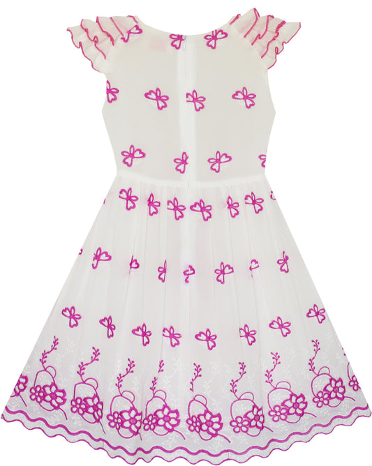 Girls Dress Embroidered Butterfly Dress Princess Pageant Size 4-14 Years