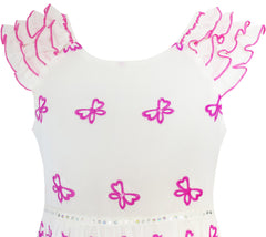 Girls Dress Pink Embroidered Butterfly Dress Princess Pageant Size 4-10 Years