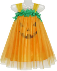 Girls Dress Pumpkin Tulle Party Dress Holloween Costume Size 3-12 Years