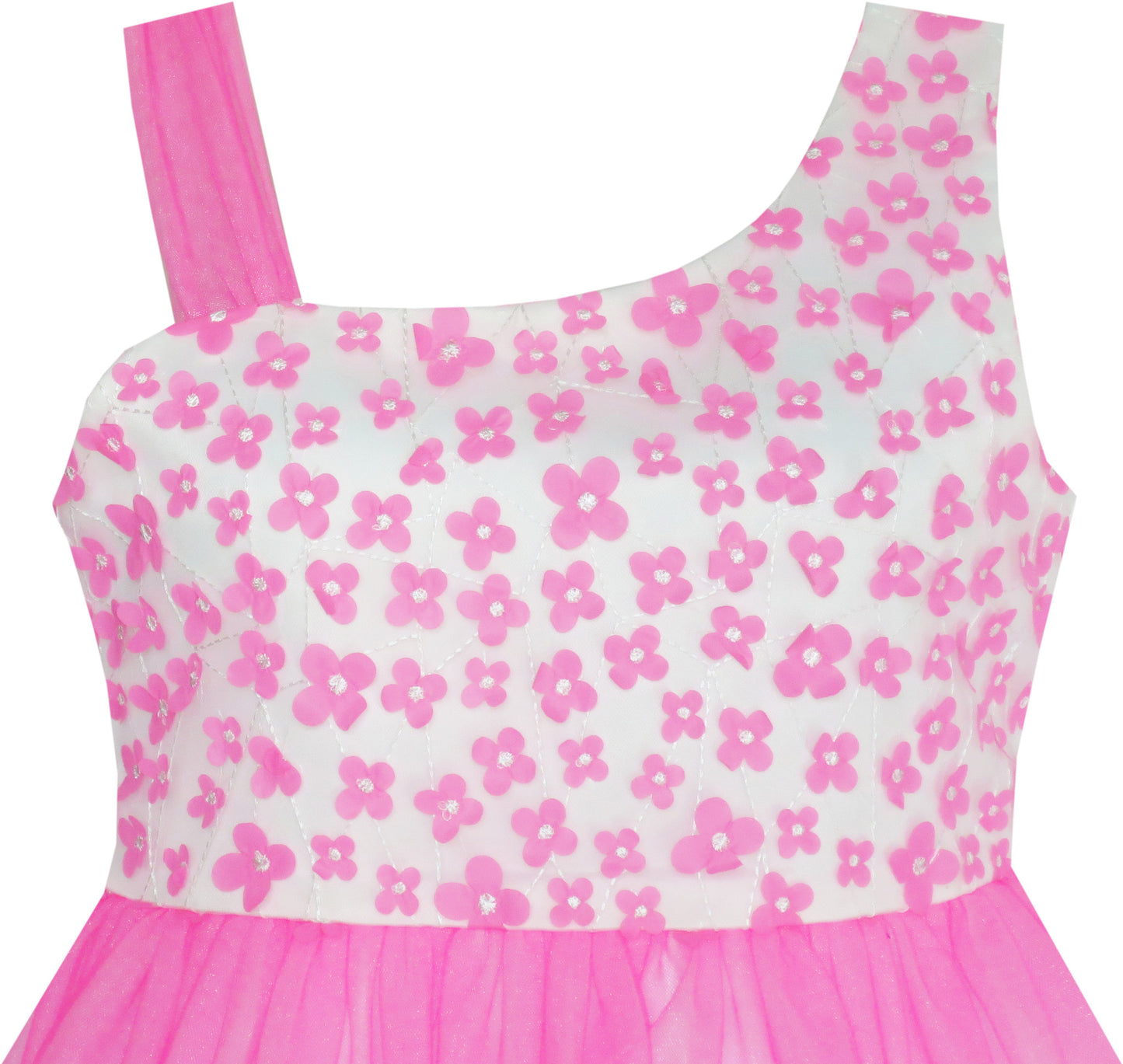 Girls Dress One-shoulder Flower Dress Pink Pageant Wedding Size 4-10 Years