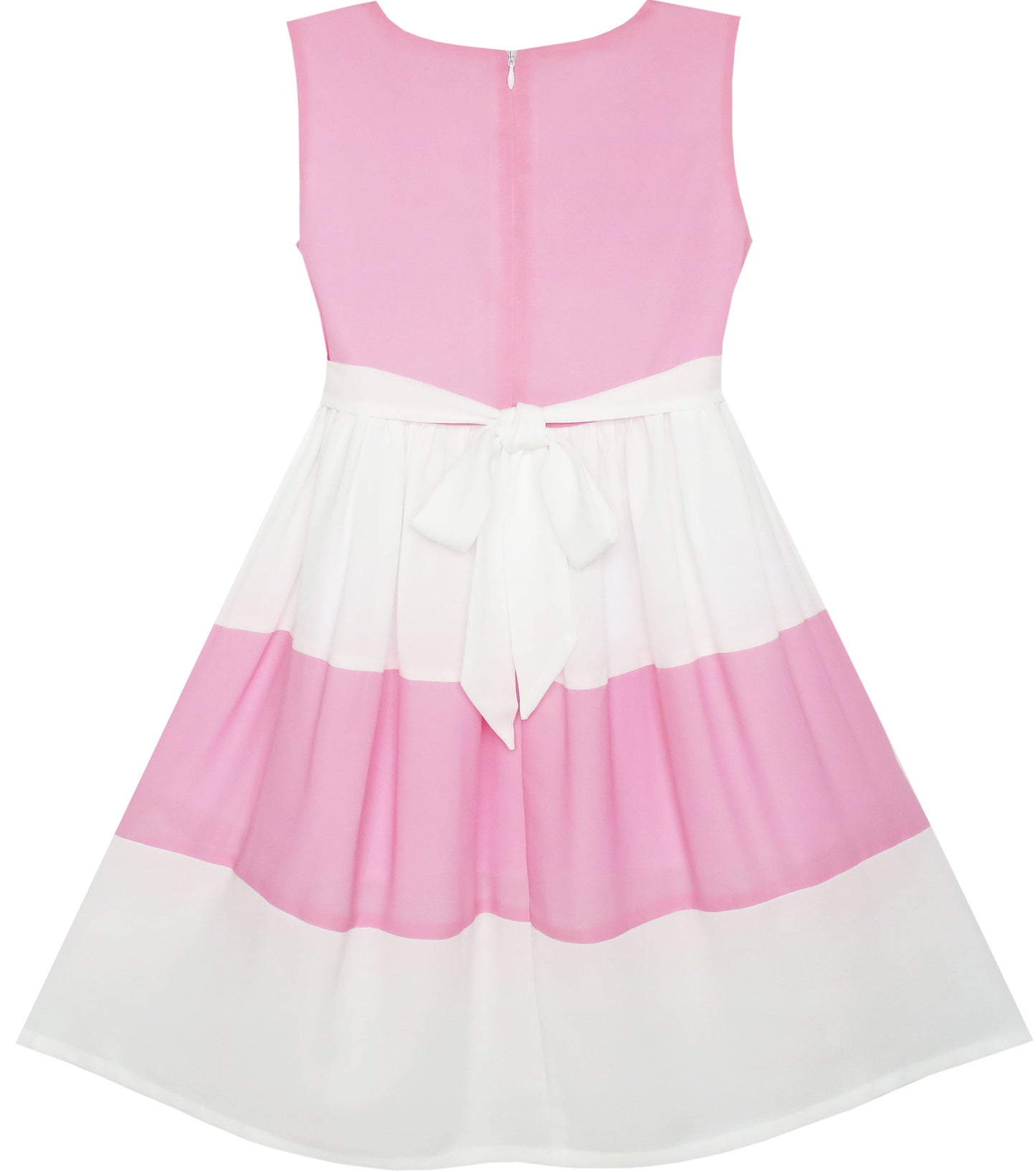 Girls Dress Pleated Collar Color Block Chiffon Size 7-16 Years