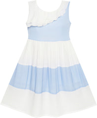 Girls Dress Pleated Collar Color Block Chiffon Size 7-16 Years