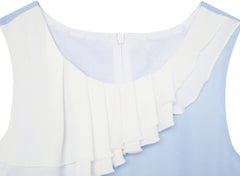 Girls Dress Pleated Collar Color Block Chiffon Size 7-16 Years