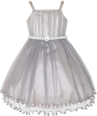 Flower Girls Dress Pearl Belt Pageant Wedding Party Size 3-14 Years