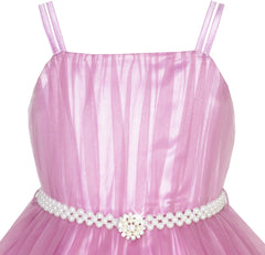 Flower Girls Dress Pearl Belt Pageant Wedding Party Size 3-14 Years