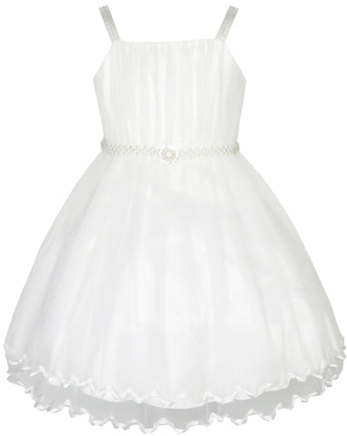Flower Girls Dress Pearl Belt Pageant Wedding Party Size 3-14 Years