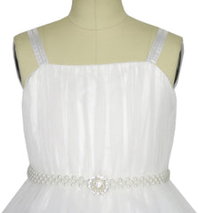 Flower Girls Dress Pearl Belt Pageant Wedding Party Size 3-14 Years