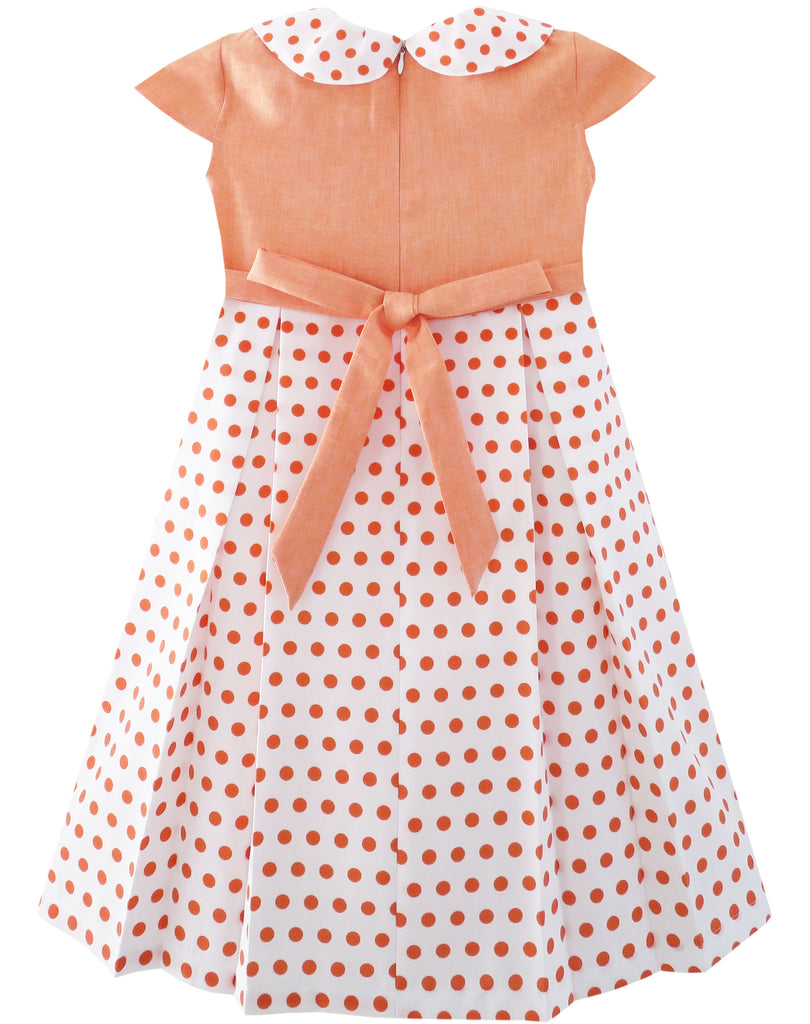 Girls Dress Polka Dot School Bow Tie Pearl Cap Sleeve – Sunny Fashion