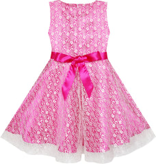 Flower Girls Dress Lace Sparkling Diamond Wedding Pageant Size 7-14 Years