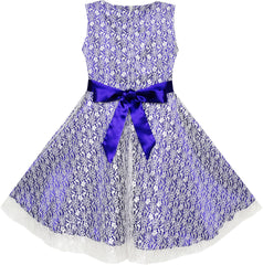Flower Girls Dress Lace Sparkling Diamond Wedding Pageant Size 7-14 Years