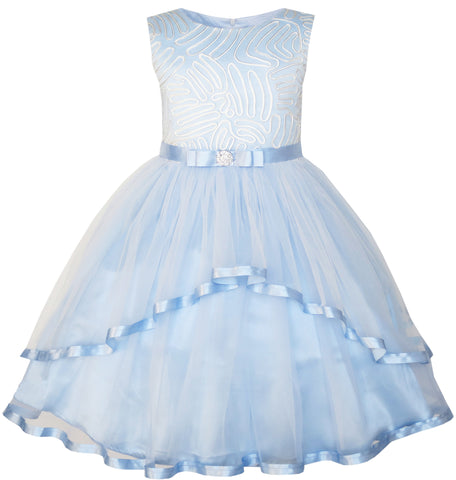 Flower Girls Dress Belted Wedding Party Bridesmaid Size 4-14 Years