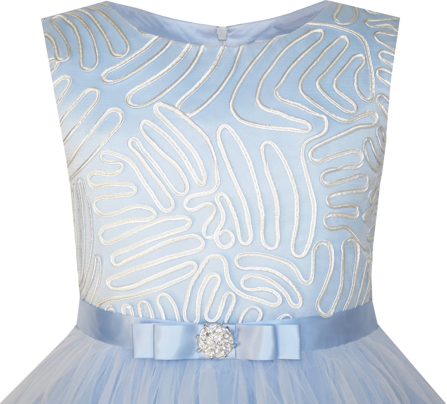 Sunny Fashion Girls Elegant Wave Hem Tulle Party Dress