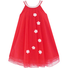 Flower Girls Dress Halter Dress Pearl Party Wedding Birthday Size 4-14 Years