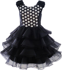 Girls Dress Ruffles Tulle Tiered Dress Sequin Party Birthday Princess Size 4-12 Years