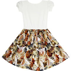 Girls Dress Vintage Bird Butterfly School Party Dress Size 5-10 Years