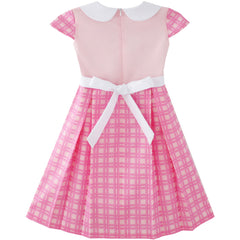 Girls Dress Pink Belted School Pleated Hem Size 4-14 Years