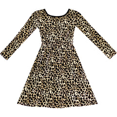Girls Dress Leopard Print Fall Winter Dress Size 3-12 Years