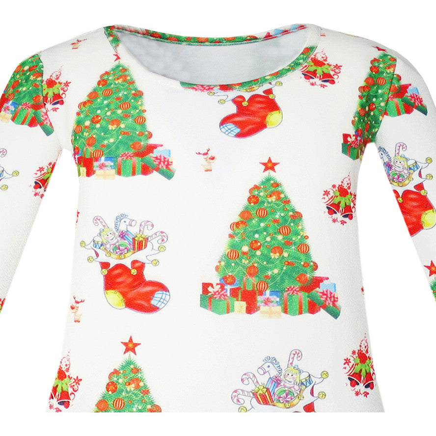 Girls Dress Christmas Tree Xmas Stockings Holiday Size 4-12 Years