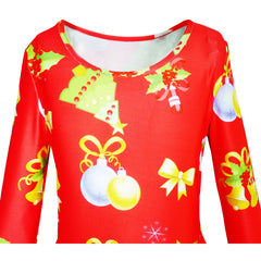 Girls Dress Christmas Santa Xmas Tree Jingle Bell Size 4-12 Years