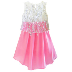 Girls Dress Sequined Hi-lo Chiffon Beach Party Sundress Size 6-14 Years