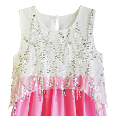 Girls Dress Sequined Hi-lo Chiffon Beach Party Sundress Size 6-14 Years