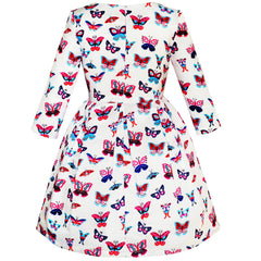 Girls Dress Butterfly Long Sleeve Winter Dress Size 4-14 Years