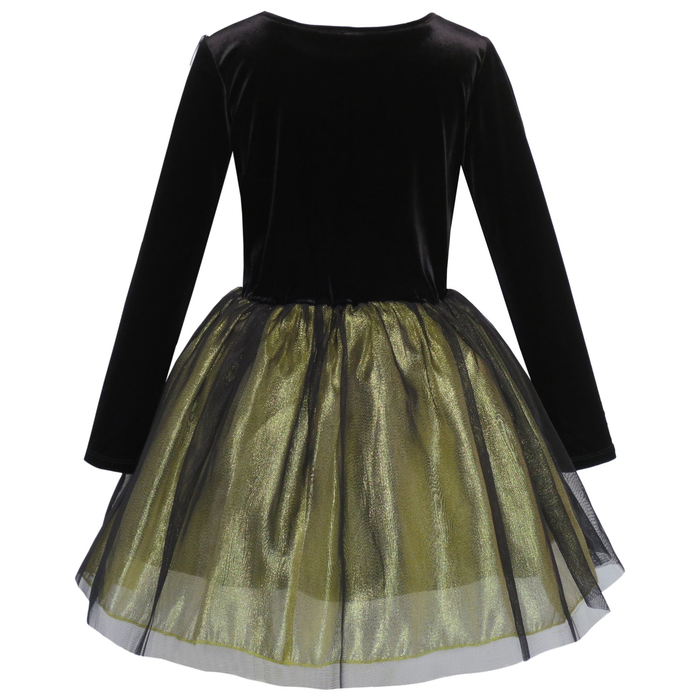 Girls Dress Flower Embroidered Long Sleeve Tulle Dress