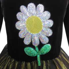 Girls Dress Flower Embroidered Long Sleeve Tulle Dress