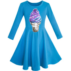 Girls Dress Owl Ice Cream Butterfly Sequin Everyday Dress Size 7-14 Years