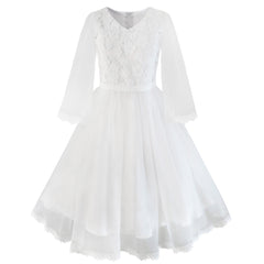 Flower Girls Dress White Wedding Pageant Bridesmaid Gown Size 4-14 Years