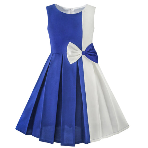 Girls Dress Color Block Contrast Bow Tie Everyday Party Size 4-14 Years