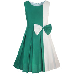 Girls Dress Color Block Contrast Bow Tie Everyday Party Size 4-14 Years