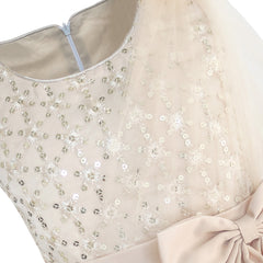 Flower Girls Dress Beige Sparkling Sequin Wedding Princess Size 6-12 Years
