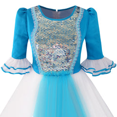 Girls Dress Snow White Princess Cartoon Mermaid Party Costume Ball Size 7-14 Years