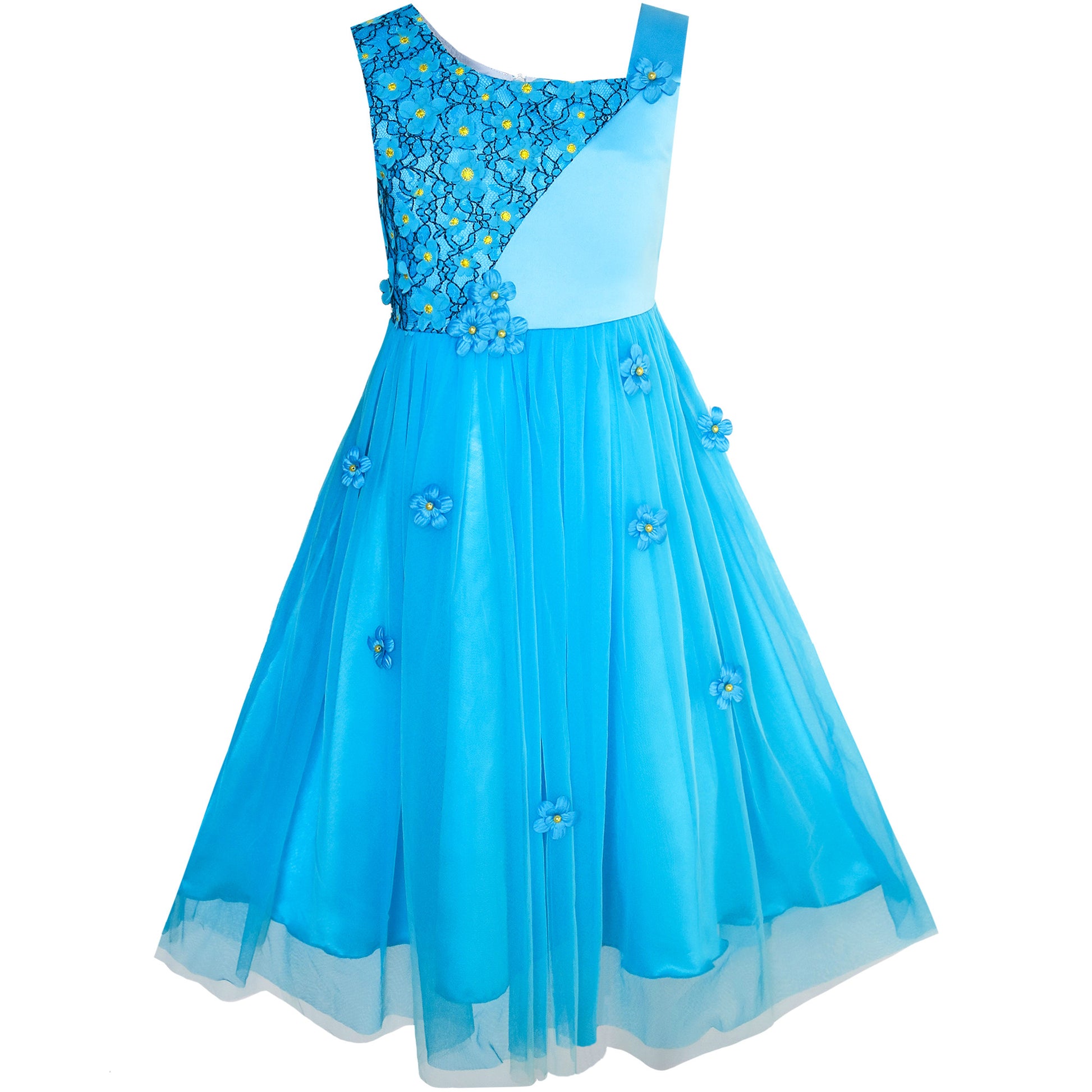 Flower Girls Dress Dimensional Flower Wedding Party Pageant – Sunny Fashion