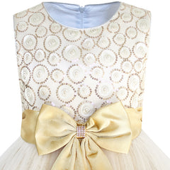 Flower Girls Dress Bow Tie Champagne Sequin Wedding Pageant Size 2-10 Years