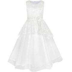 Flower Girls Dress Lace Tassels Hem Wedding First Communion Size 7-14 Years