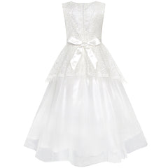 Flower Girls Dress Lace Tassels Hem Wedding First Communion Size 7-14 Years