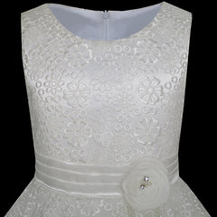 Flower Girls Dress Lace Tassels Hem Wedding First Communion Size 7-14 Years