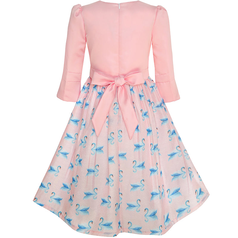 Girls Dress 2-in-1 Bolero Elegant Swan Party Dress Size 4-10 Years