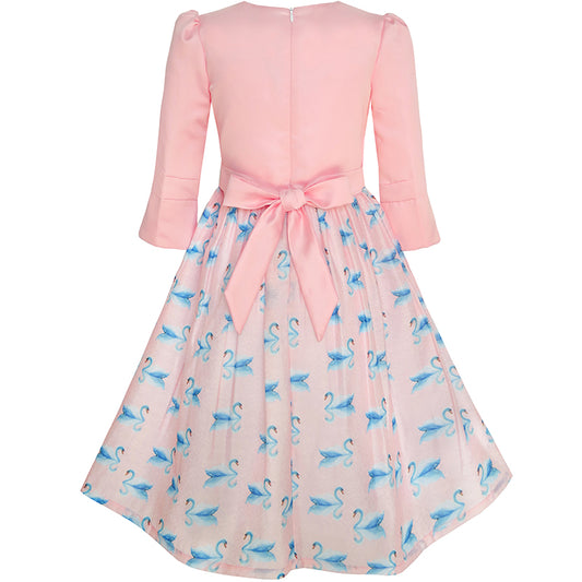 Girls Dress 2-in-1 Bolero Elegant Swan Party Dress Size 4-10 Years